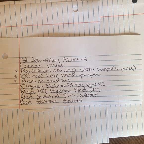 Not so mystery box 9 items- 3 new woman medium sweaters leggings earrings + more - Picture 2 of 15